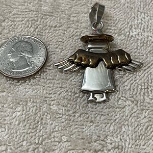 Sterling Silver and Gold tribal Angel Pendant